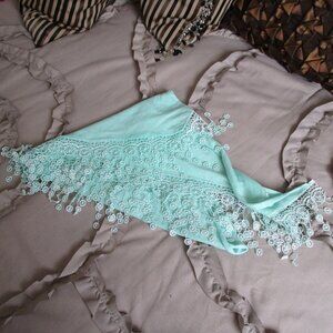 fancy fringe headscarf small shawl